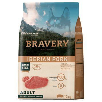 Bravery Adult Large & Medium Iberian Pork сухий корм зі свининою для дорослих собак середніх та великих порід 12 кг
