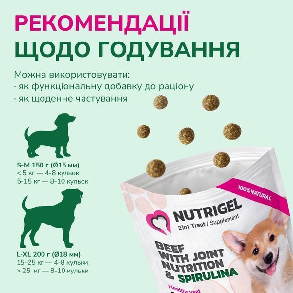 LK Baits Pet Nutrigel Beef ласощі для здоров'я суглобів у собак, 150 г