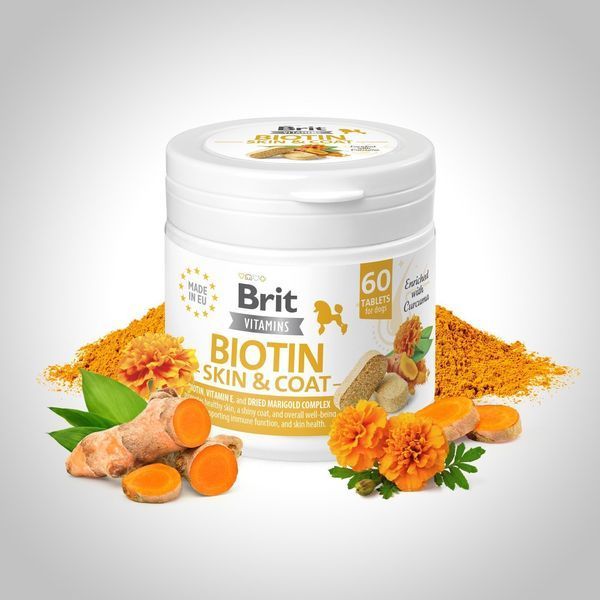 Brit Vitamins Biotin Skin & Coat Care вітаміни для шкіри та шерсті у собак, 60 табл. 719 грн фото