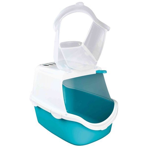 Trixie Vico Open Top туалет для кошек закрытый, 40х40х56 см, бирюзовый с прозрачной крышкой 1 188 грн фото