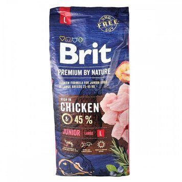 Brit Premium Junior L сухий корм з куркою для цуценят великих порід, 15 кг 2 377 грн фото