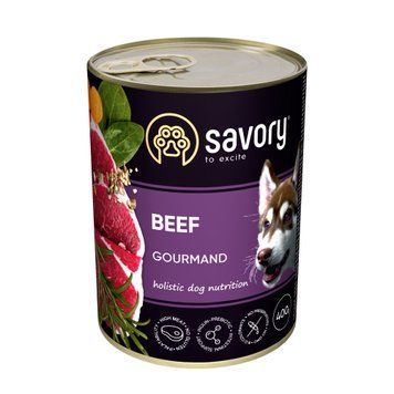 Savory Dog Adult Beef вологий корм з яловичиною для дорослих собак 400 гр 190 грн фото