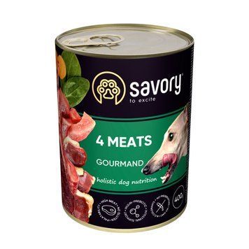 Savory Dog Gourmand вологий корм з 4 видами м'яса для дорослих собак 400 гр 190 грн фото