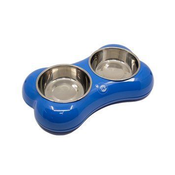 Kika Bone Shape миска подвійна для котів та собак, 2 шт х 400 мл, синій 616 грн фото