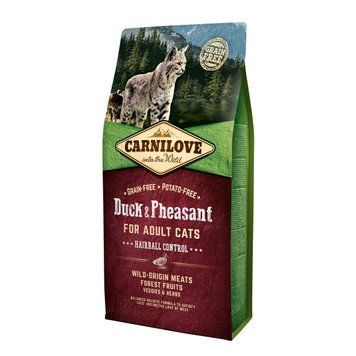 Carnilove Cat Duck & Pheasant Hairball Control сухий корм з качкою та фазаном для виведення шерсті у котів, 6 кг 3 299 грн фото