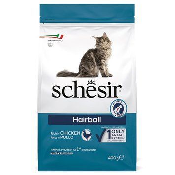 Schesir Cat Hairball сухий корм з куркою для виведення шерсті у котів, 400 гр 278 грн фото