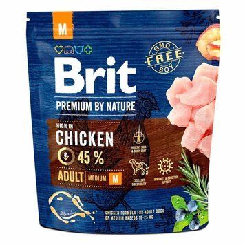 Brit Premium Adult M сухий корм з куркою для собак середніх порід, 1 кг 309 грн фото