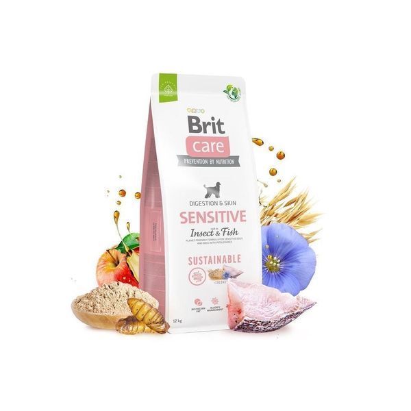 Brit Care Sensitive Insect and Fish сухий корм з рибою та білком комах для собак, 12+2 кг