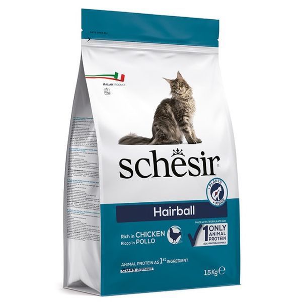 Schesir Cat Hairball сухий корм з куркою для виведення шерсті у котів, 1.5 кг 796 грн фото