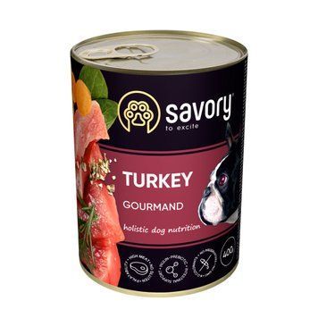 Savory Dog Adult Turkey вологий корм з індичкою для дорослих собак 400 гр 190 грн фото