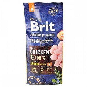 Brit Premium Junior M сухий корм з куркою для цуценят середніх порід, 15 кг 2 999 грн фото