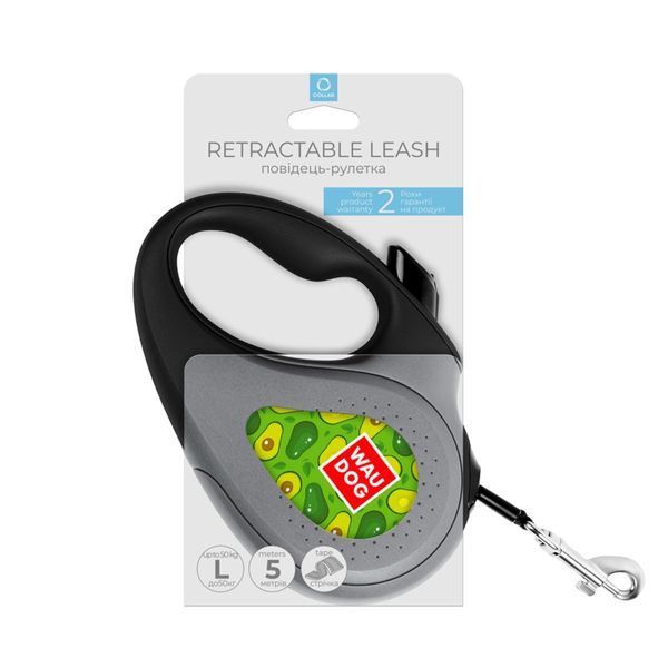 Waudog R-Leash L рулетка для собак з малюнком "Авокадо", стрічка, 5 м 868 грн фото