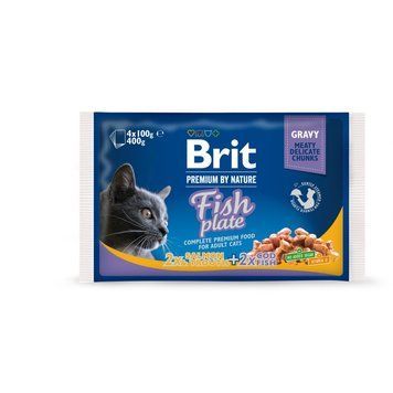 Brit Premium "Рибна тарілка" набір вологого корму для котів, 4 шт х 100 гр 152 грн фото