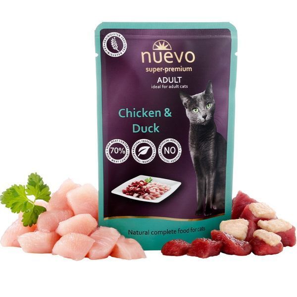 Nuevo Cat Chicken & Duck вологий корм для котів з куркою та качкою, 85 г