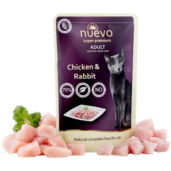 Nuevo Cat Chicken & Rabbit влажный корм для котов с курицей и кроликом, 85 г