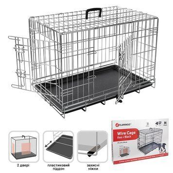 Flamingo Wire Cage Keo Silver клетка двухдверная для собак, 77 см х 47 см х 54 см 4 690 грн фото