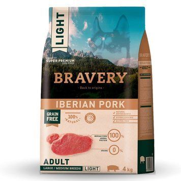 Bravery Iberian Pork Large/Medium Adult Light сухий корм зі свининою для собак середніх та великих порід, 4 кг 1 438 грн фото