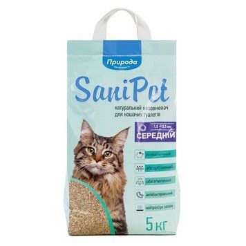 Природа Sani Pet бентонитовый наполнитель для кошачьего туалета средний без запаха 5 кг 156 грн фото