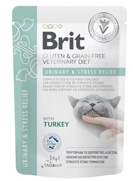 Brit VD Urinary and Stress Relief вологий корм з індичкою для котів із захворюваннями сечових шляхів, 12 шт х 85 гр 699 грн фото