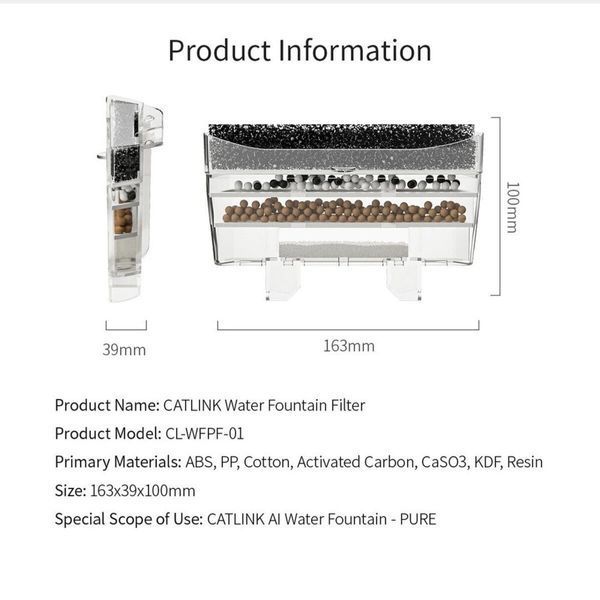 Catlink Pure Water Fountain набір змінних фільтрів для поїлок Catlink, 5 шт 1 576 грн фото
