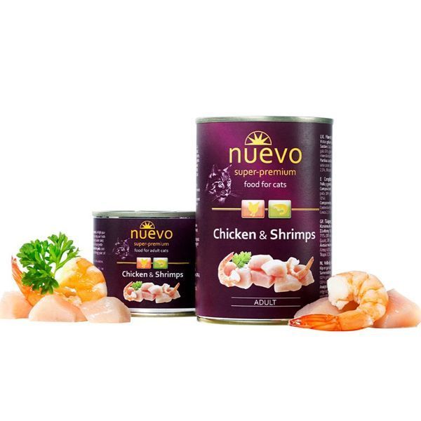 Nuevo Cat Chicken & Shrimps влажный корм для котов с курицей и креветками, 400 г