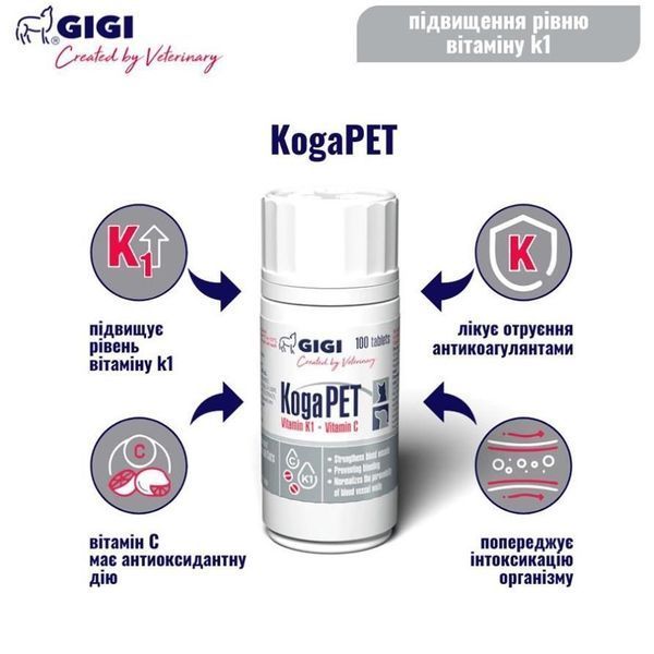 GiGi KogaPET витамины с антиоксидантным действием для собак и котов 100 табл 3 613 грн фото