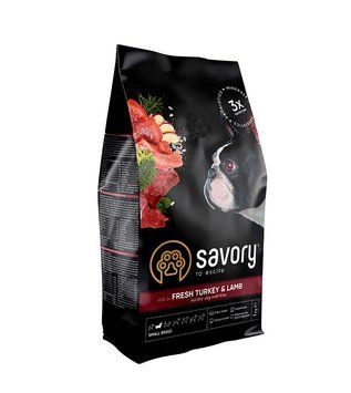 Savory Adult Small Breed Fresh Turkey & Lamb сухий корм з індичкою та ягнятком для собак дрібних порід 1 кг 518 грн фото