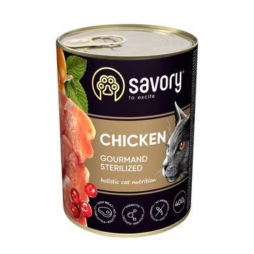 Savory Cat Adult Sterilized Chicken вологий корм з куркою для стерилізованих котів, 400 гр 190 грн фото