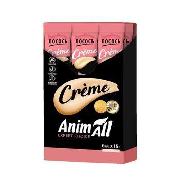AnimAll Сreme Salmon рідкі ласощі для котів з лососем, 6 шт х 15 гр