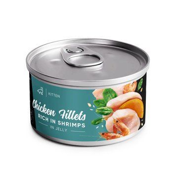 Savory Chicken Fillets Rich In Shrimps In Jelly For Kittens вологий корм з куркою і креветками для кошенят, 70 гр 93 грн фото