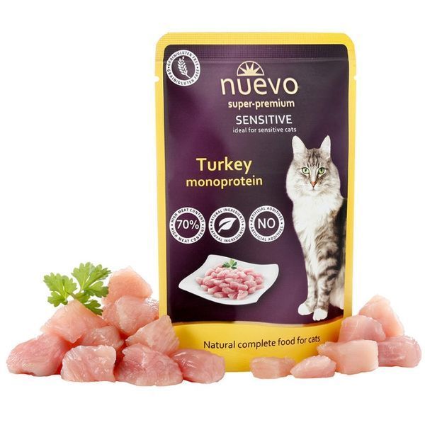 Nuevo Cat Sensitive влажный корм с индейкой для котов с чувствительным пищеварением, 85 г