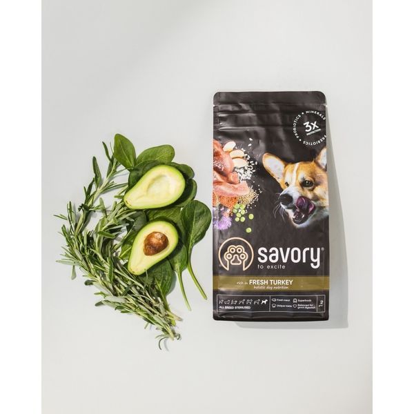 Savory All Breed Sterilised Rich In Fresh Turkey сухий корм з індичкою для стерилізованих собак, 12 кг 4 066 грн фото