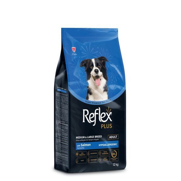 Reflex Plus Medium & Large Breed Salmon сухой корм с лососем для собак средних и крупных пород, 12 кг