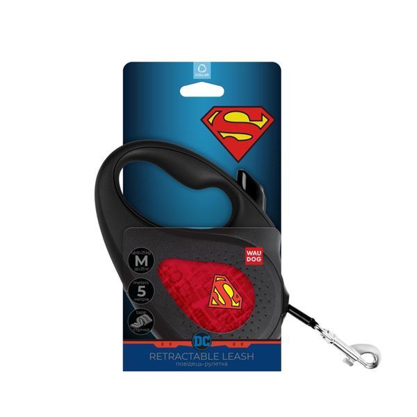 Waudog R-Leash M рулетка для собак с рисунком "Супермен Лого Красный", лента, 5 м 834 грн фото