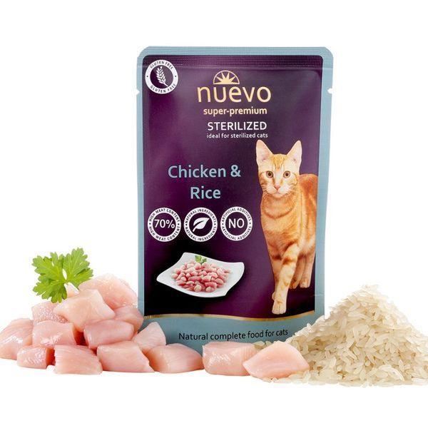 Nuevo Cat Sterilized влажный корм с курицей для стерилизованных котов, 85 г