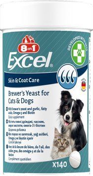 8in1 Excel Brewers Yeast витамины для кожи и шерсти у кошек и собак, 140 табл 293 грн фото
