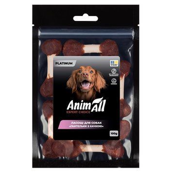 AnimAll Platinum ласощі для собак гантель з качкою, 100 гр 185 грн фото