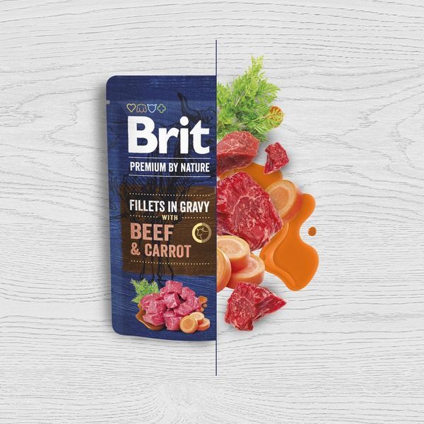 Brit Premium Fillets in Gravy Beef & Carrot влажный корм с говядиной для собак малых пород, 85 гр 49 грн фото