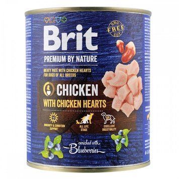 Brit Premium Chicken with Chicken Hearts вологий корм з куркою для собак, 800 гр 289 грн фото