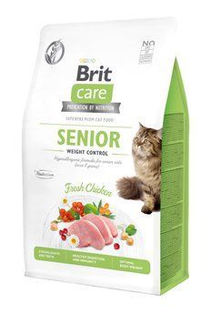 Brit Care Cat Adult GF Senior & Weight Control сухий корм з куркою для літніх котів, 7 кг