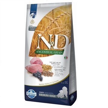 Farmina N&D Lamb & Blueberry Puppy Medium & Maxi сухий корм з ягнятком для цуценят середніх та великих порід, 12 кг 4 070 грн фото