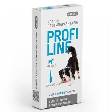 Provet Profiline капли от блох, клещей и вшей для собак 10-20 кг, 4 пип 350 грн фото