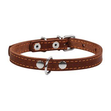 Collar кожаный ошейник для собак, 22-30 см, коричневый