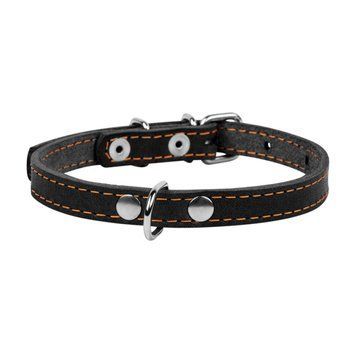 Collar кожаный ошейник для собак, 22-30 см, черный