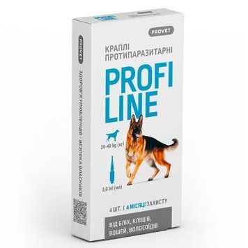 Provet Profiline капли от блох, клещей и вшей для собак 20-40 кг, 4 пип 428 грн фото