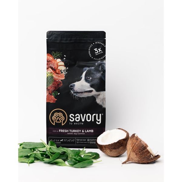 Savory Medium Breed rich in Fresh Turkey & Lamb сухой корм с индейкой и ягненком для собак средних пород, 1 кг 497 грн фото