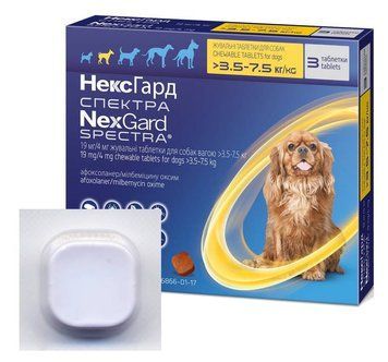 NexGard Spectra (Нексгард Спектра) таблетки от блох, клещей и гельминтов для собак весом от 3.5 до 7.5 кг, 1 шт 510 грн фото