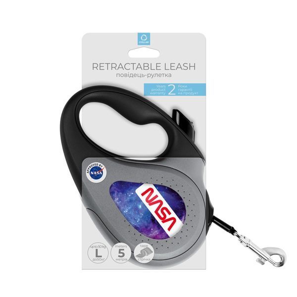 Waudog R-Leash L рулетка для собак с рисунком "Nasa21", лента, 5 м 869 грн фото