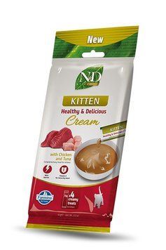 Farmina N&D GF Prime Cat Cream Chicken & Tuna Kitten рідкі ласощі для кошенят з куркою та тунцем, 15 г х 4 шт