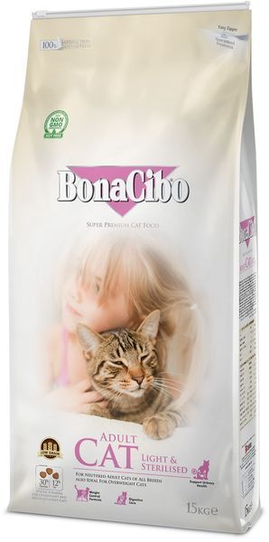 BonaCibo Cat Adult Light & Sterilized сухий корм з куркою для стерилізованих котів, 15 кг 3 419 грн фото